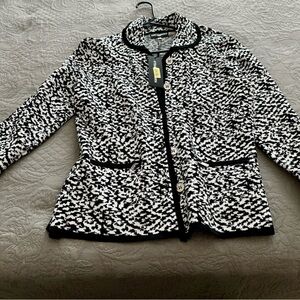 Karl Lagerfield black/white animal print knit sweater jacket